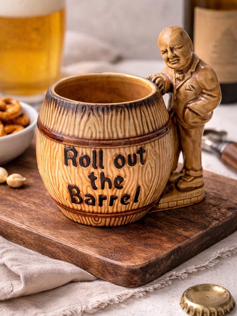Wade Heath England “Roll Out the Barrel” Character Mug – Mid Century Barware